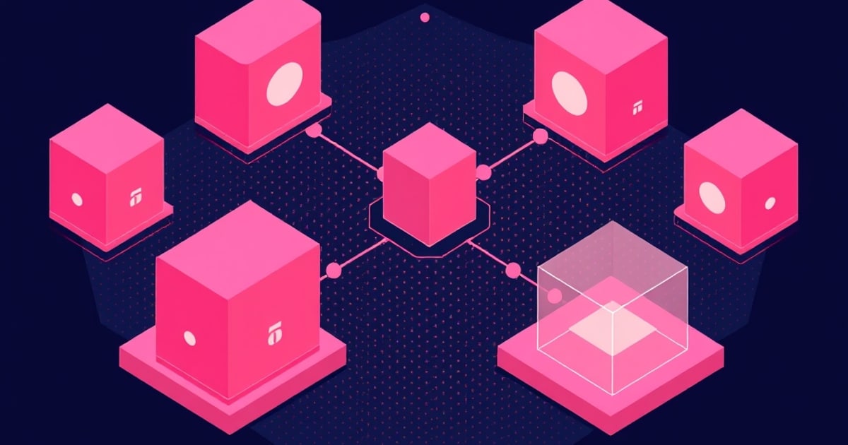 Isometric scene of adversarial patches causing a vision classifier to misclassify objects.